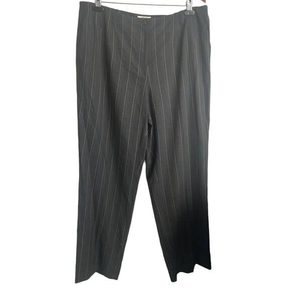 Vintage Talbots Women Pants 14 Black Pin Stripe Wide Leg Career‎ Office Classic - Picture 1 of 11